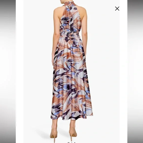 MELLODAY Printed Mock Neck Satin Maxi Dress - Picture 7 of 7